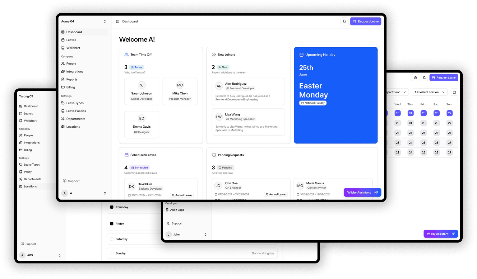Wibby HR Platform Dashboard